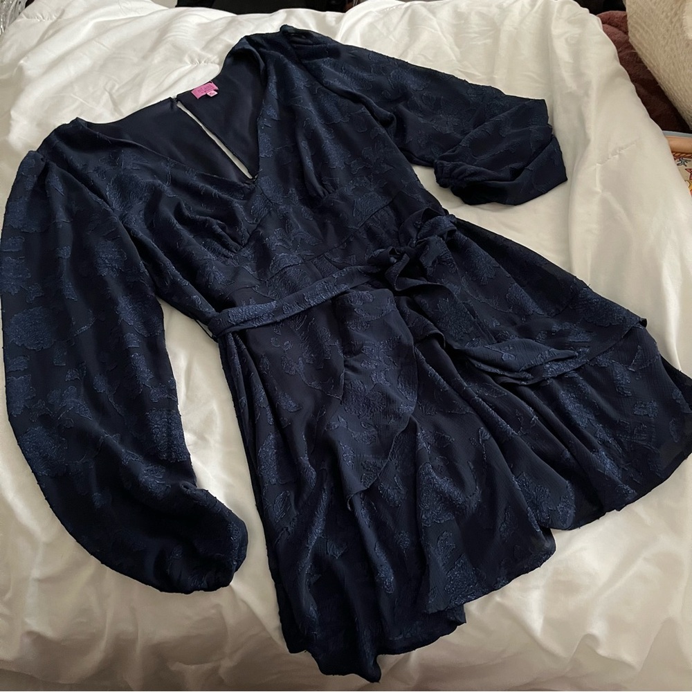 MI AMI navy tie waist dress